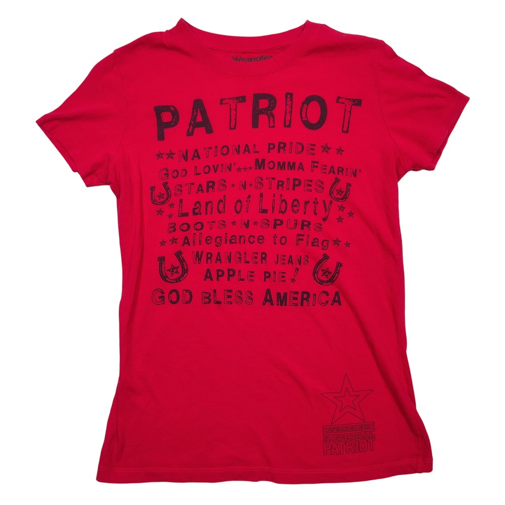 Wrangler Graphic T-Shirt Womens Medium Patriot National Pride Red Solid